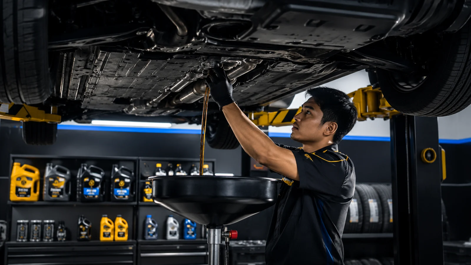 Proses Service Mesin & Transmisi di area workshop Depo Ban